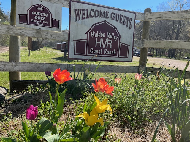 image20 hidden valley guest ranch welcome sign surrounded by flowers